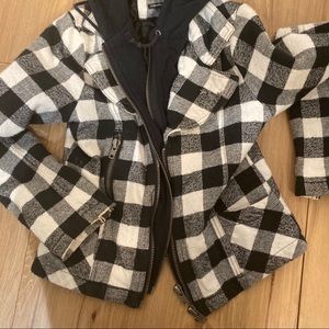 Plaid black and white double zip Buffalo jacket